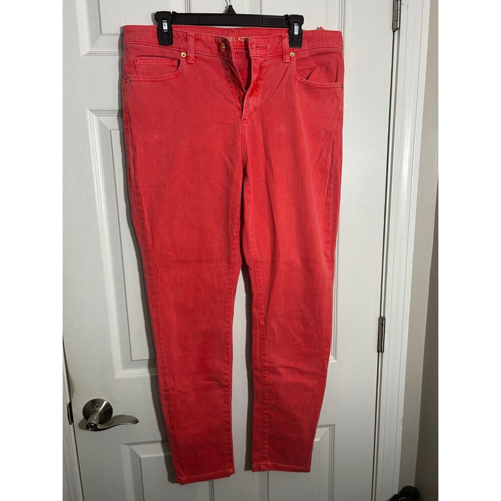 MICHAEL Michael Kors Izzy Skinny Coral Pink Jeans 12